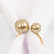 10 Metal 2.5" Napkin Rings with White Faux Pearls