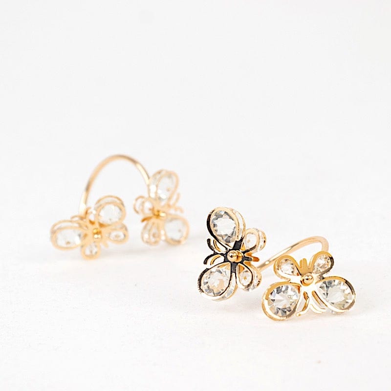 10 Metal Butterfly Napkin Rings with Crystal Diamond Accents - Gold NAP_RING_MET005_GOLD