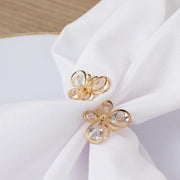 10 Metal Butterfly Napkin Rings with Crystal Diamond Accents - Gold NAP_RING_MET005_GOLD
