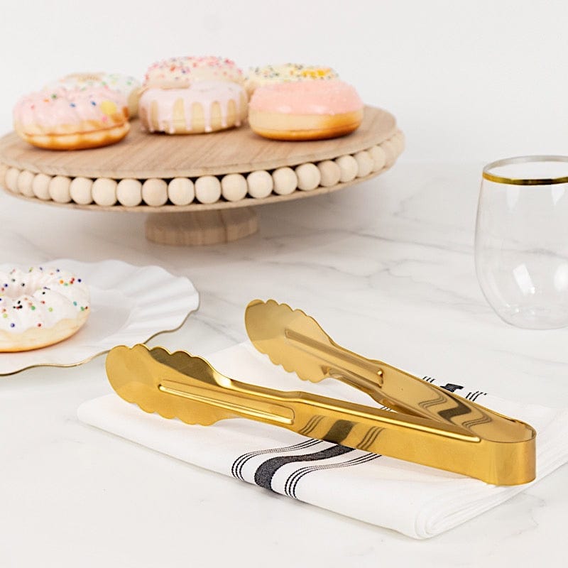 10 Metal Serving Tongs with Scalloped Edge