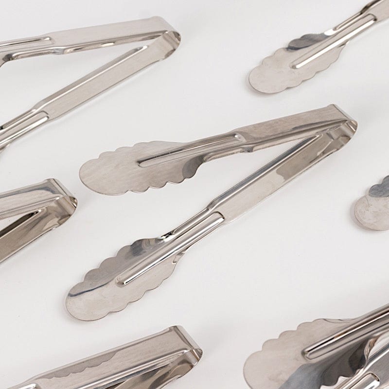 10 Metal Serving Tongs with Scalloped Edge