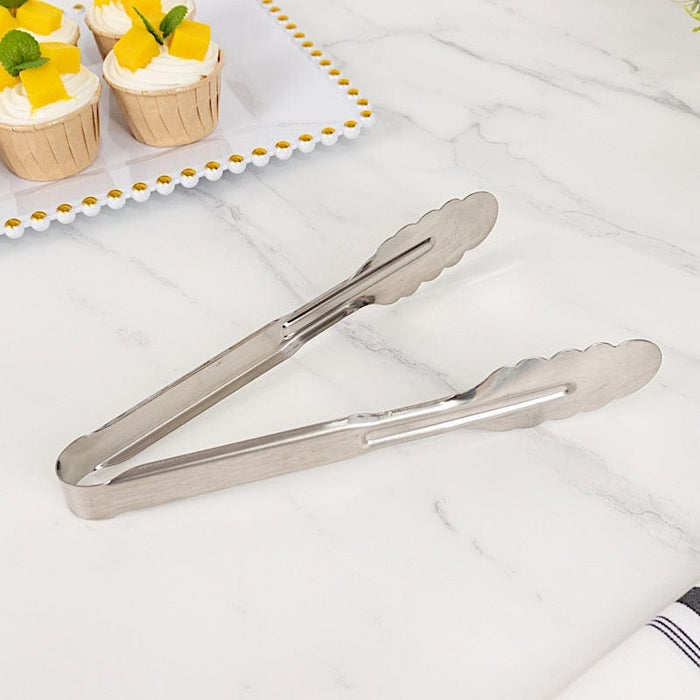 10 Metal Serving Tongs with Scalloped Edge