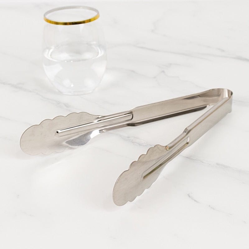 10 Metal Serving Tongs with Scalloped Edge