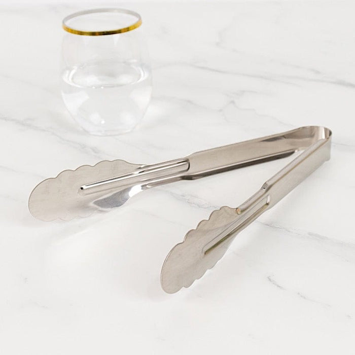 10 Metal Serving Tongs with Scalloped Edge