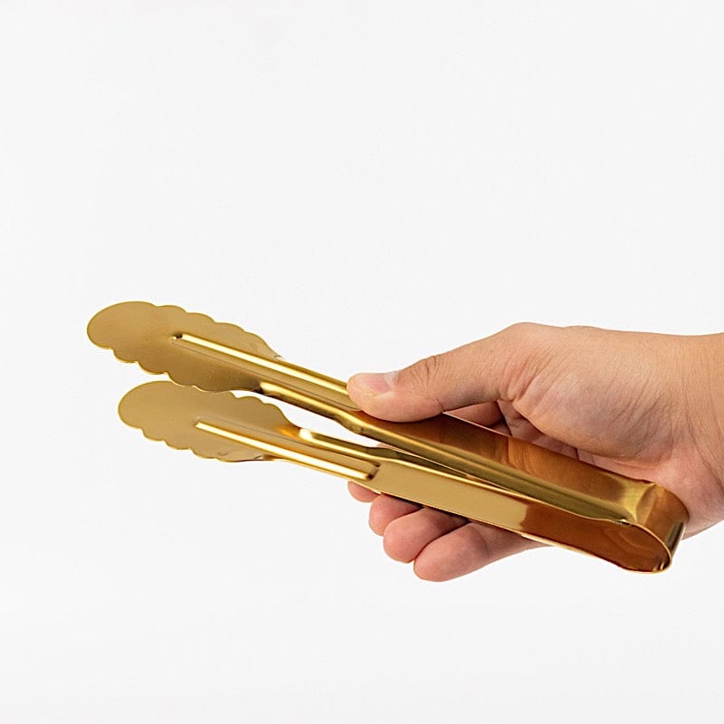 10 Metal Serving Tongs with Scalloped Edge