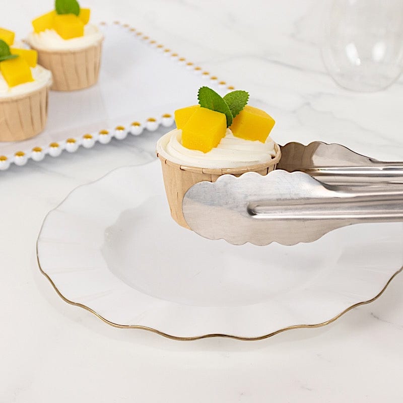 10 Metal Serving Tongs with Scalloped Edge