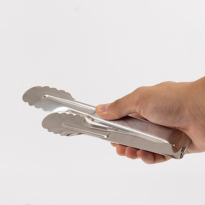 10 Metal Serving Tongs with Scalloped Edge