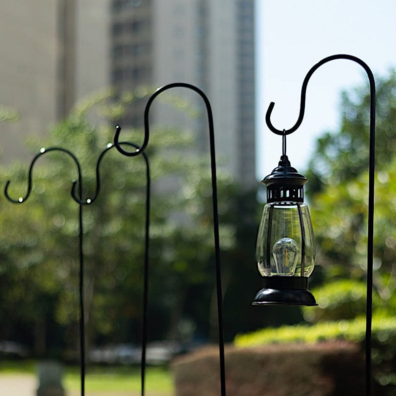 10 Metal Shepherds Hook Plant Hanger Stands - Black BKDP_HANG_MET01_4_BLK