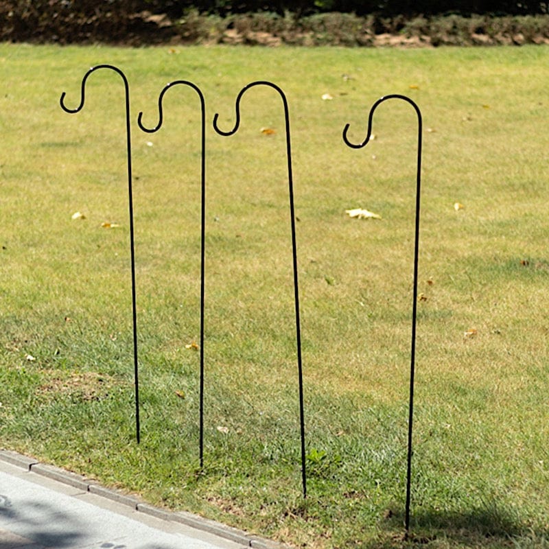 10 Metal Shepherds Hook Plant Hanger Stands - Black BKDP_HANG_MET01_4_BLK