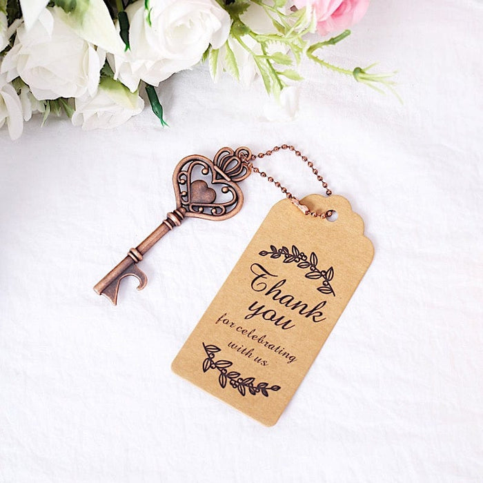 10 Metal Skeleton Key Bottle Openers with Chains and Tags Gift Set - Antique Gold FAV_GF_OPN_KEY01_ANTQ