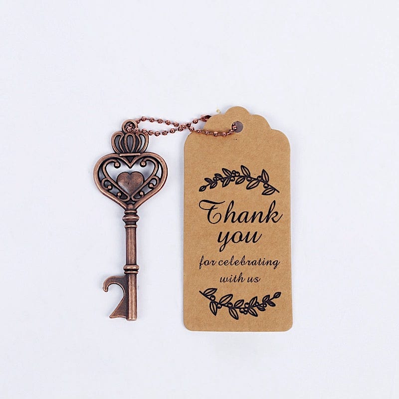 10 Metal Skeleton Key Bottle Openers with Chains and Tags Gift Set - Antique Gold FAV_GF_OPN_KEY01_ANTQ