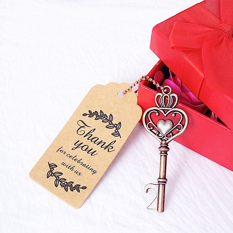 10 Metal Skeleton Key Bottle Openers with Chains and Tags Gift Set - Antique Gold FAV_GF_OPN_KEY01_ANTQ