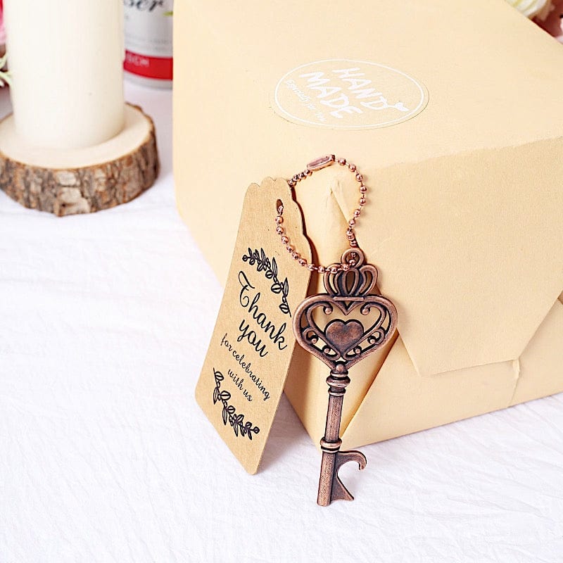 10 Metal Skeleton Key Bottle Openers with Chains and Tags Gift Set - Antique Gold FAV_GF_OPN_KEY01_ANTQ