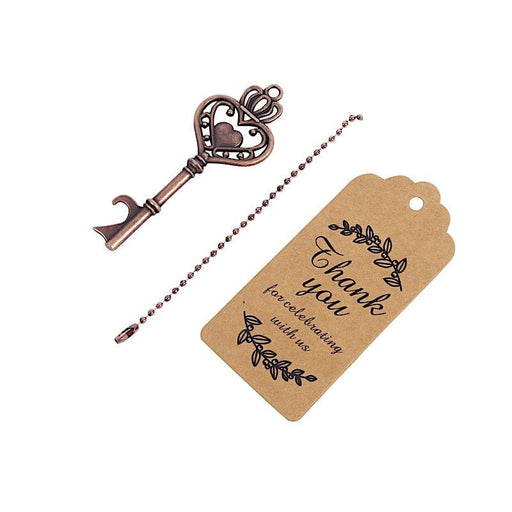 10 Metal Skeleton Key Bottle Openers with Chains and Tags Gift Set - Antique Gold FAV_GF_OPN_KEY01_ANTQ