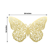 10 Metallic Foil 14"x20" 3D Butterfly Wall Decals DIY Stickers - Gold CONF_BUT03_20_GOLD