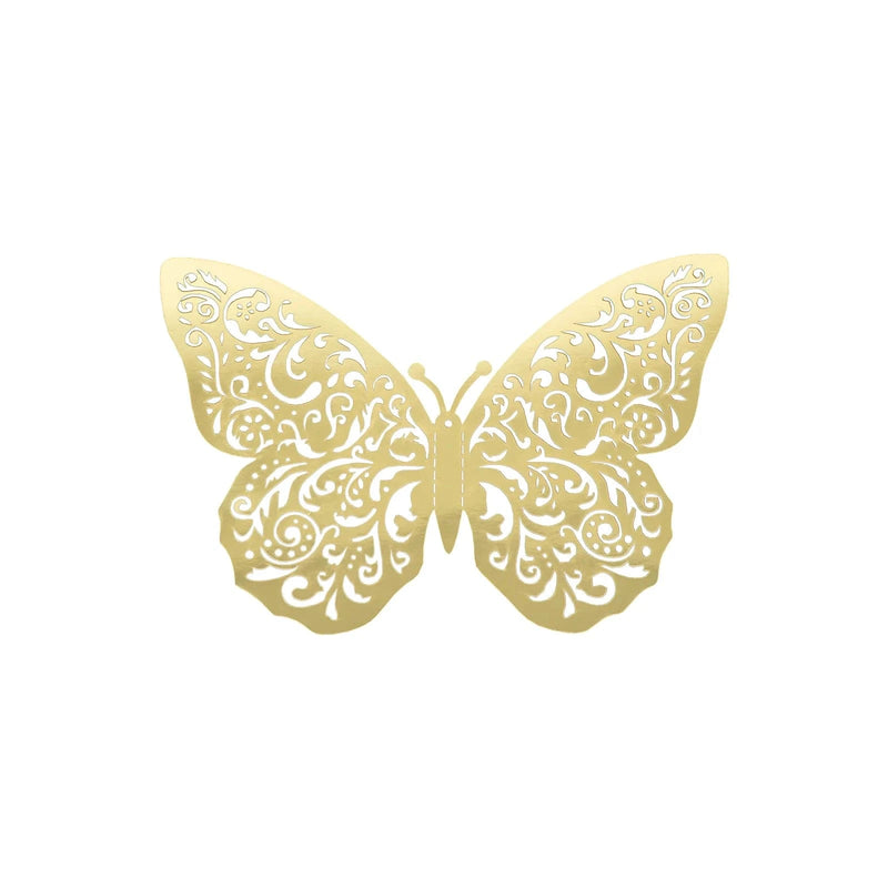 10 Metallic Foil 14"x20" 3D Butterfly Wall Decals DIY Stickers - Gold CONF_BUT03_20_GOLD