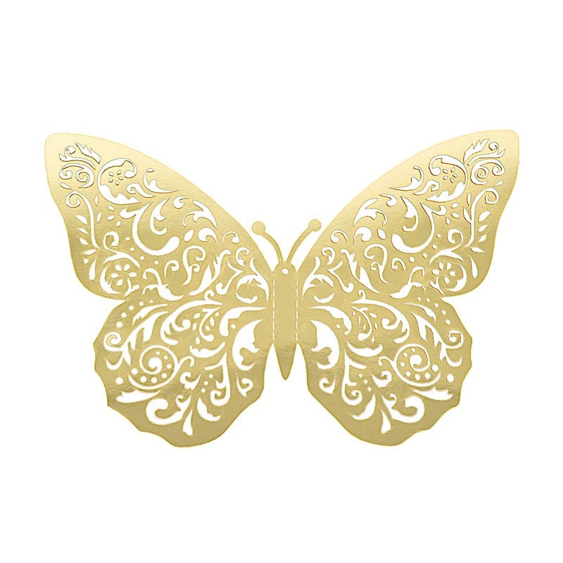 10 Metallic Gold Foil Large 3D Butterfly Wall Stickers