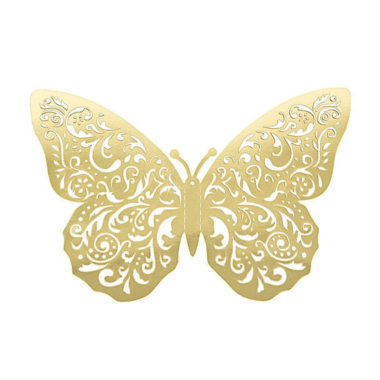 10 Metallic Gold Foil Large 3D Butterfly Wall Stickers