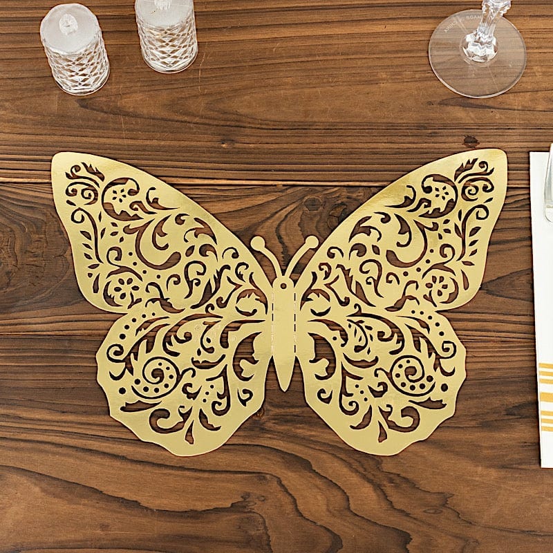 10 Metallic Gold Foil Large 3D Butterfly Wall Stickers