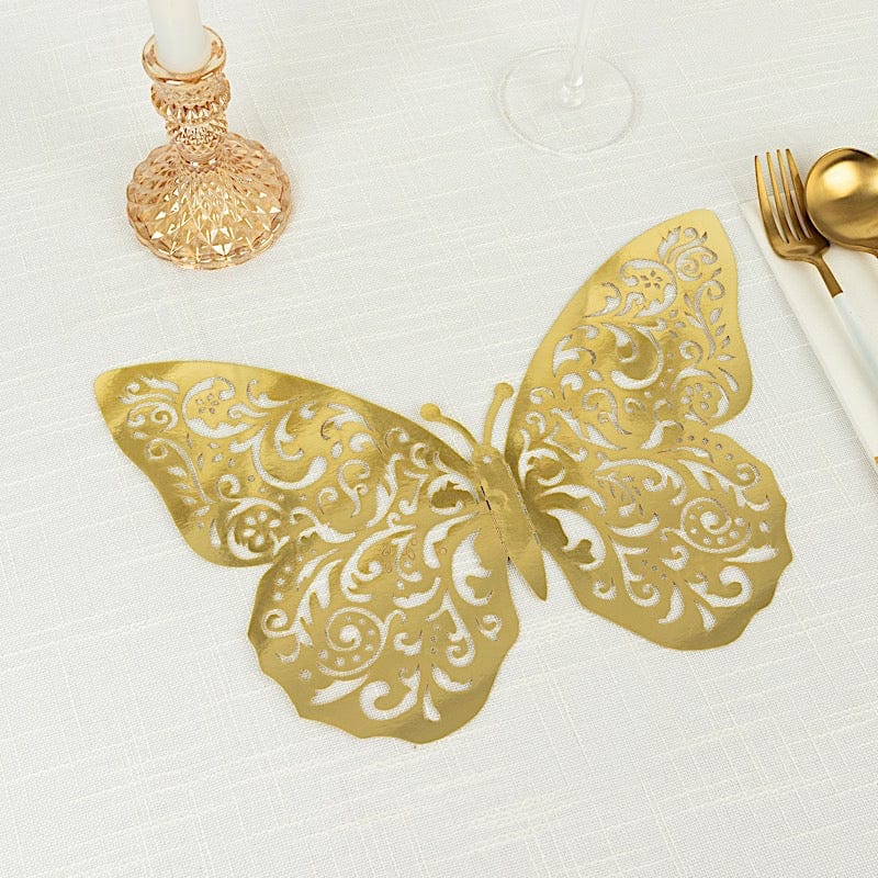 10 Metallic Gold Foil Large 3D Butterfly Wall Stickers