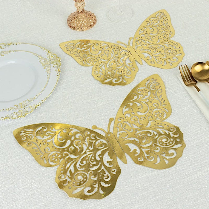 10 Metallic Gold Foil Large 3D Butterfly Wall Stickers