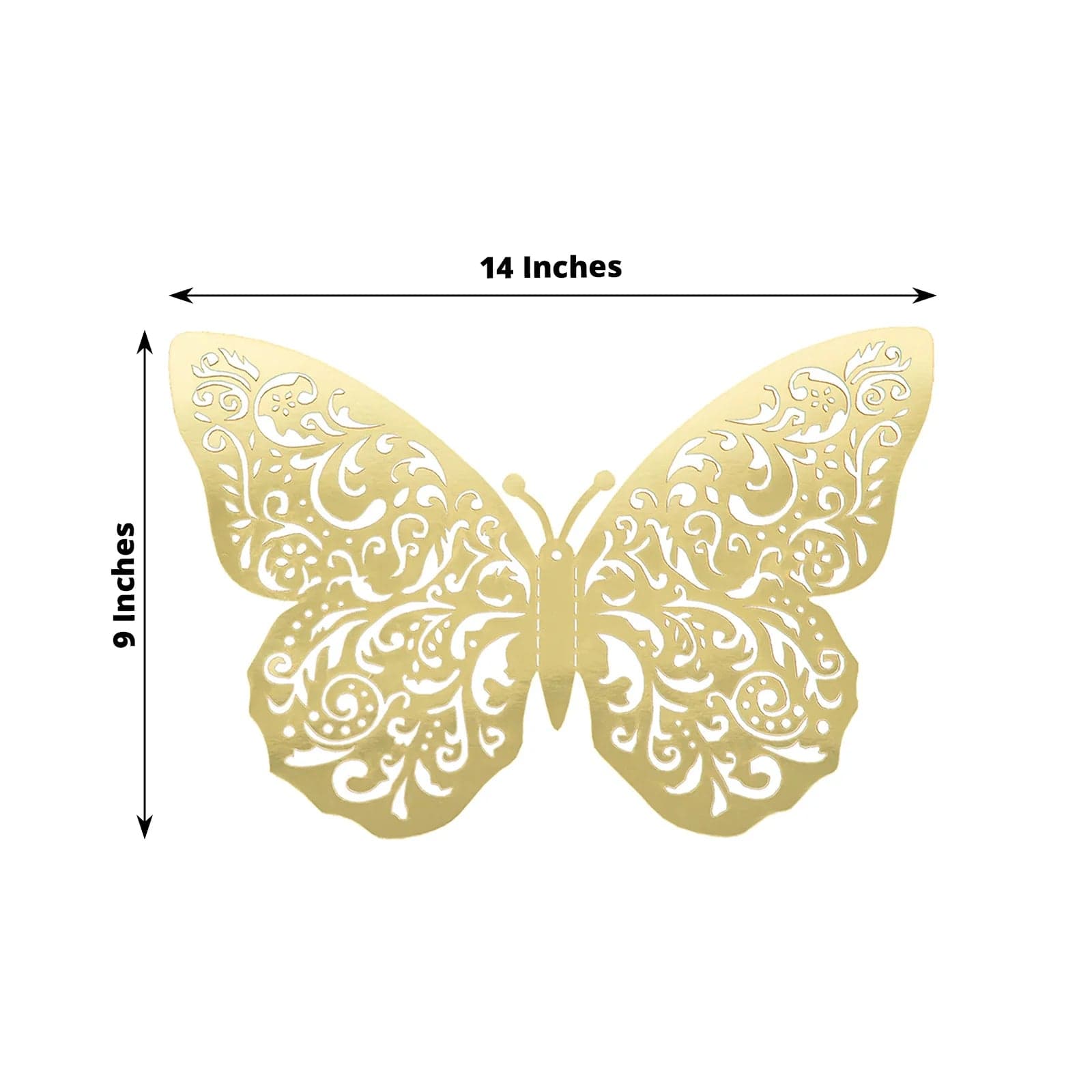 10 Metallic Gold Foil Large 3D Butterfly Wall Stickers