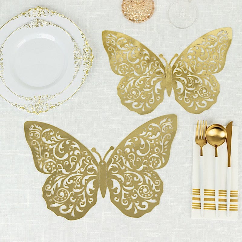 10 Metallic Gold Foil Large 3D Butterfly Wall Stickers