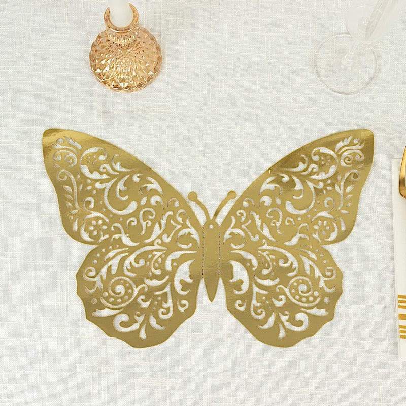 10 Metallic Gold Foil Large 3D Butterfly Wall Stickers