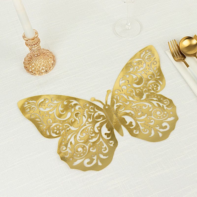 10 Metallic Gold Foil Large 3D Butterfly Wall Stickers