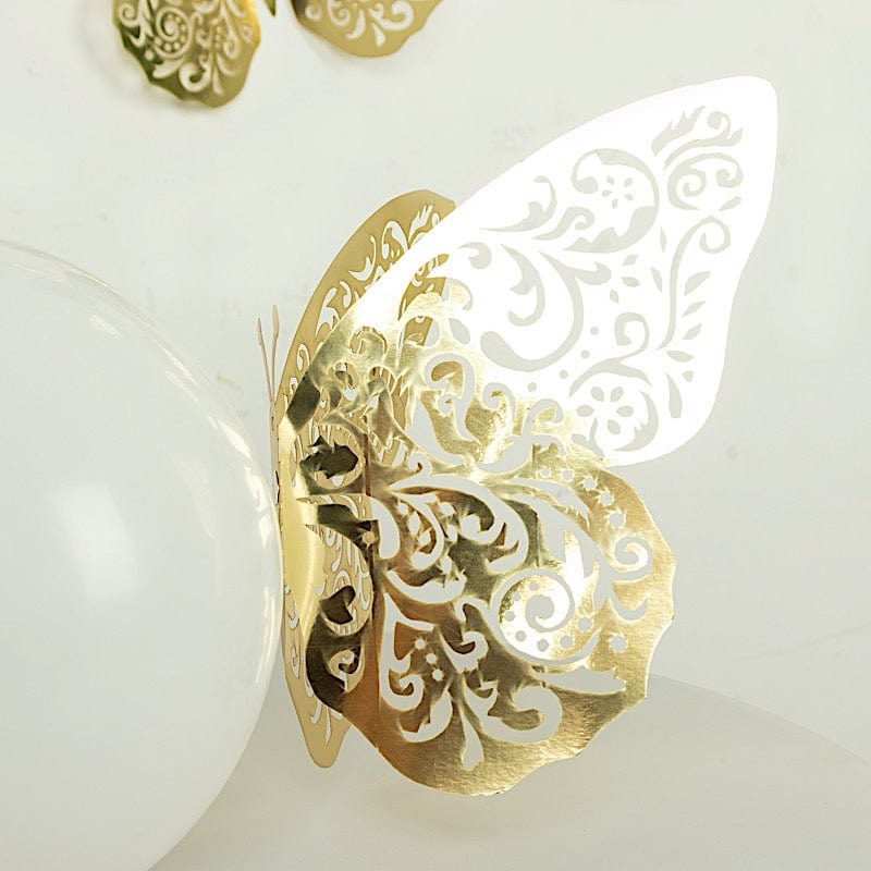 10 Metallic Gold Foil Large 3D Butterfly Wall Stickers