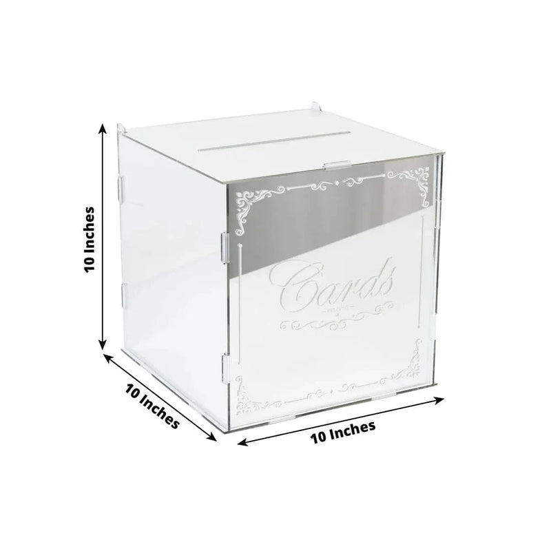 10" Mirror Acrylic Wedding Card Box with Slot