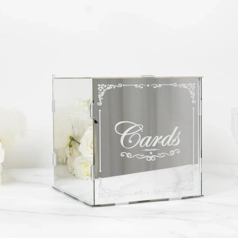 10" Mirror Acrylic Wedding Card Box with Slot