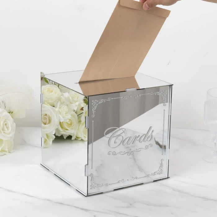 10" Mirror Acrylic Wedding Card Box with Slot