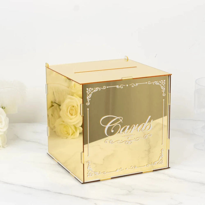 10" Mirror Acrylic Wedding Card Box with Slot
