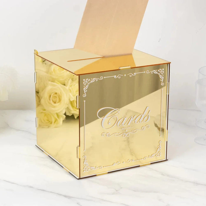 10" Mirror Acrylic Wedding Card Box with Slot