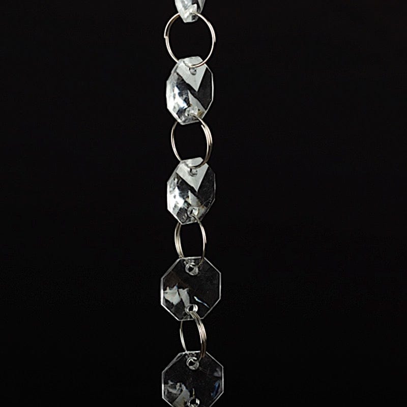 10 Octagon Acrylic Crystal Beaded Garland Strands - Clear ACRY_CHAIN002_2FT_CLR