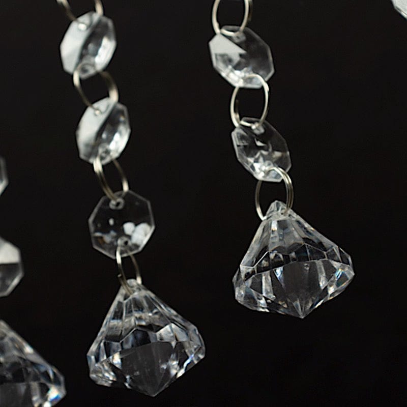 10 Octagon Acrylic Crystal Beaded Garland Strands - Clear ACRY_CHAIN002_2FT_CLR