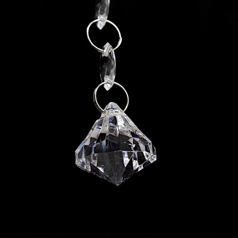 10 Octagon Acrylic Crystal Beaded Garland Strands - Clear ACRY_CHAIN002_2FT_CLR