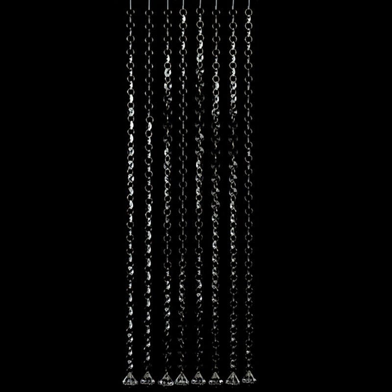 10 Octagon Acrylic Crystal Beaded Garland Strands with Diamond Prism Pendant - Clear ACRY_CHAIN002_3FT_CLR