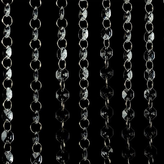 10 Octagon Acrylic Crystal Beaded Garland Strands with Diamond Prism Pendant - Clear ACRY_CHAIN002_3FT_CLR
