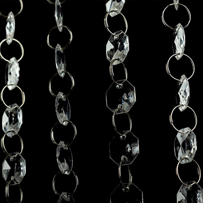 10 Octagon Acrylic Crystal Beaded Garland Strands with Diamond Prism Pendant - Clear ACRY_CHAIN002_3FT_CLR
