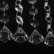 10 Octagon Acrylic Crystal Beaded Garland Strands with Diamond Prism Pendant - Clear ACRY_CHAIN002_3FT_CLR