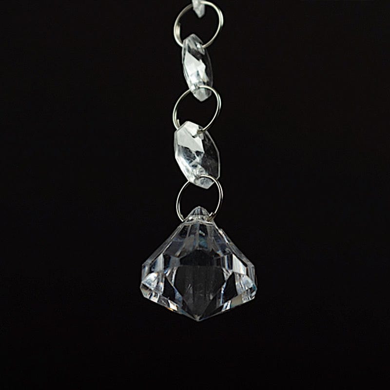 10 Octagon Acrylic Crystal Beaded Garland Strands with Diamond Prism Pendant - Clear ACRY_CHAIN002_3FT_CLR