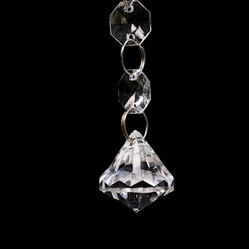 10 Octagon Acrylic Crystal Beaded Garland Strands with Diamond Prism Pendant - Clear ACRY_CHAIN002_3FT_CLR