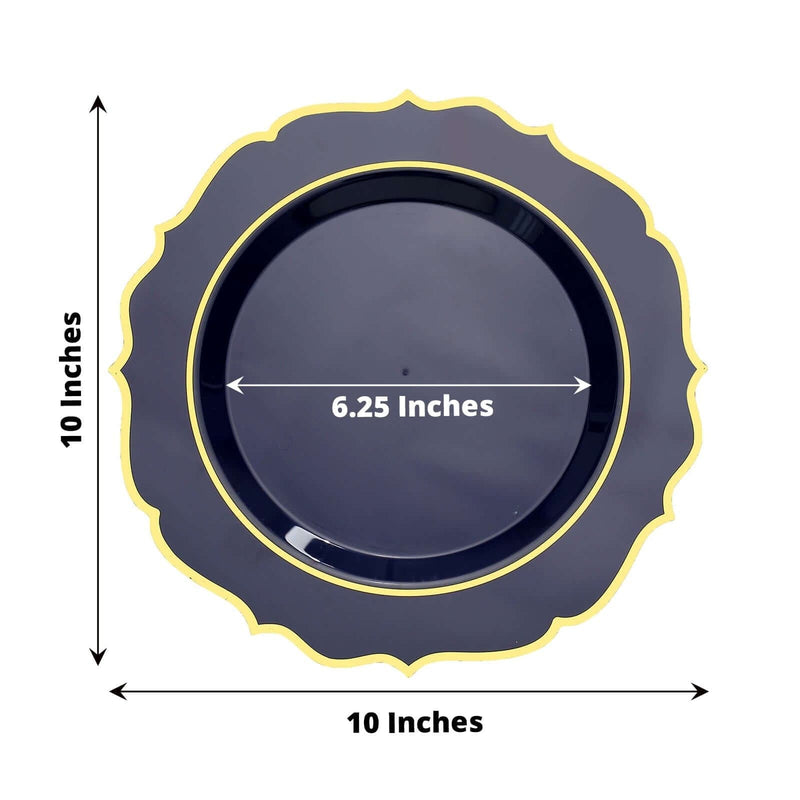 10 pcs 10" Plastic Dinner Plates With Scalloped Rim - Disposable Tableware