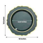 10 pcs 10" Plastic Dinner Plates With Scalloped Rim - Disposable Tableware