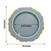 10 pcs 10" Plastic Dinner Plates With Scalloped Rim - Disposable Tableware