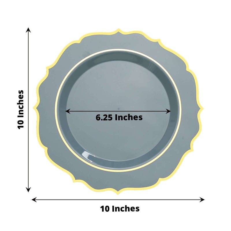 10 pcs 10" Plastic Dinner Plates With Scalloped Rim - Disposable Tableware