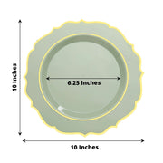 10 pcs 10" Plastic Dinner Plates With Scalloped Rim - Disposable Tableware