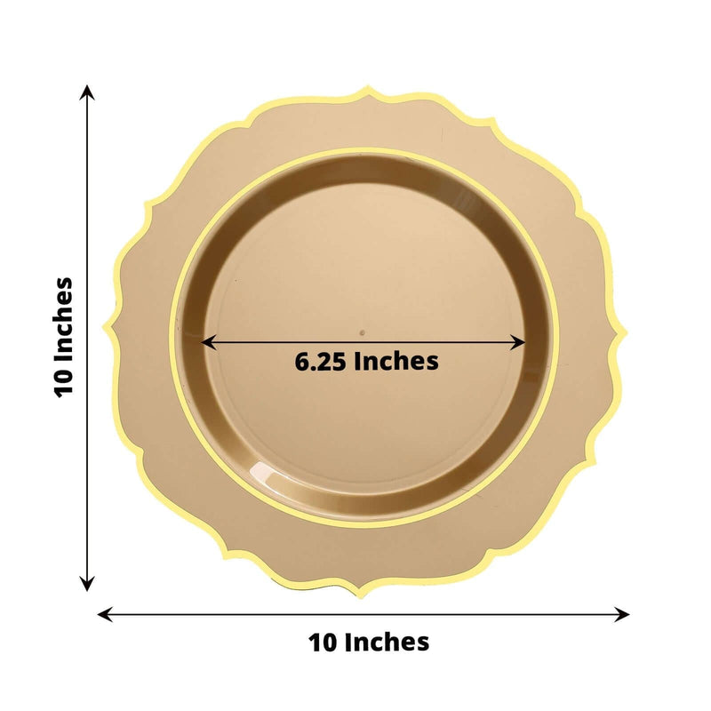 10 pcs 10" Plastic Dinner Plates With Scalloped Rim - Disposable Tableware